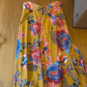 FARM Rio Vibrant Floral Midi Skirt in Mustard and Multicolor